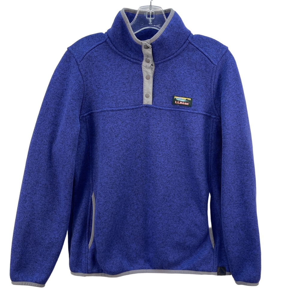 Vintage L.L Bean Blue Fleece Pullover Sweater Medium Petite